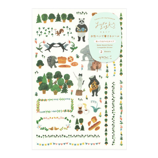 Midori Yuru Log Sticker (2 Sheets) - Forest Animal