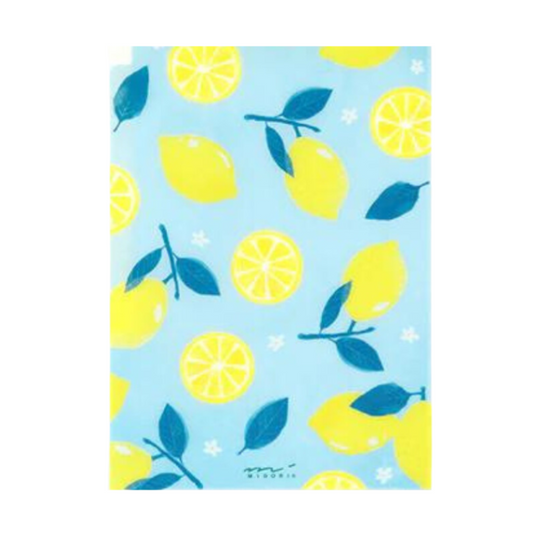 Midori A4 3 Pockets Clear Folder - Lemon