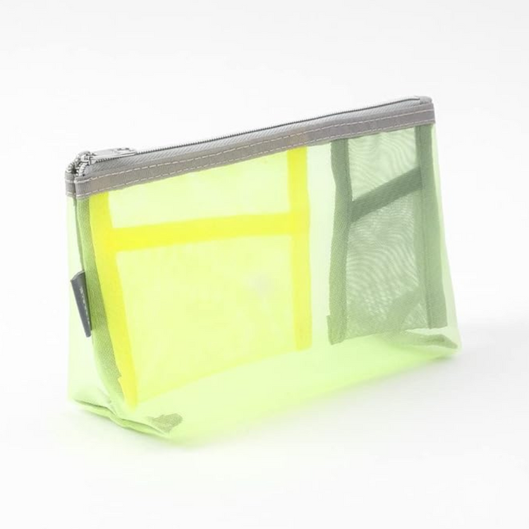 Midori Pen & Tool Pouch Mesh with Gusset - Yellow Green