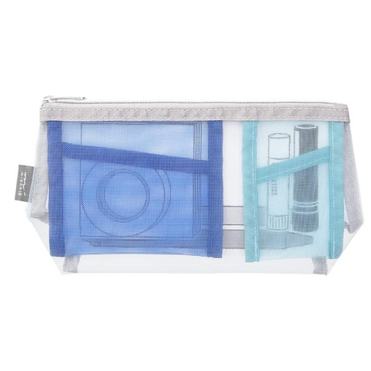 Midori Pen & Tool Pouch Mesh with Gusset - Light Blue