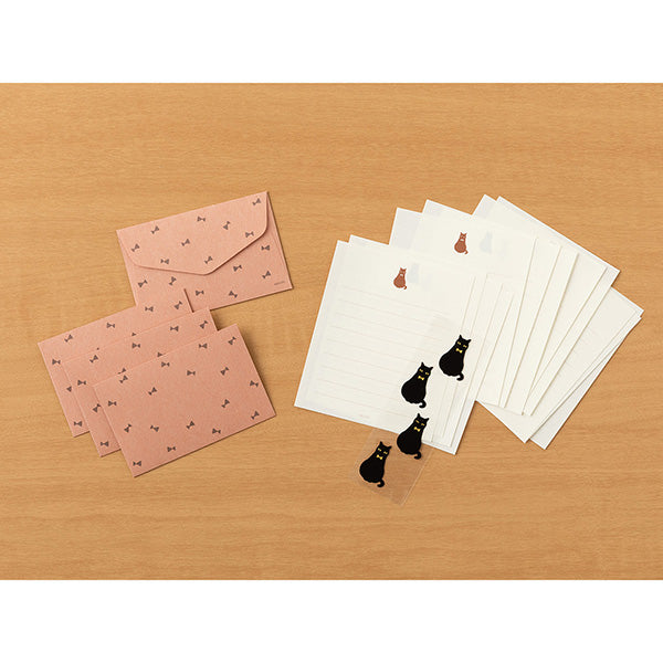 Midori Mini Letter Paper & Envelopes with Stickers 951 Black Cat