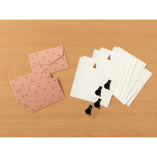 Midori Mini Letter Paper & Envelopes with Stickers 951 Black Cat