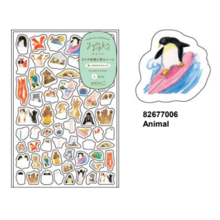 Midori Yuru Log Sticker (1 Sheet) - Animal