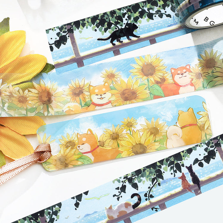BGM Summer Limited Clear Tape - Dogs and Sunflowers
