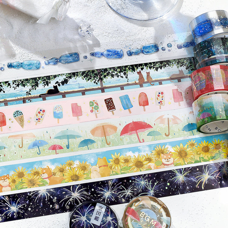 BGM Summer Limited Clear Tape - Dogs and Sunflowers