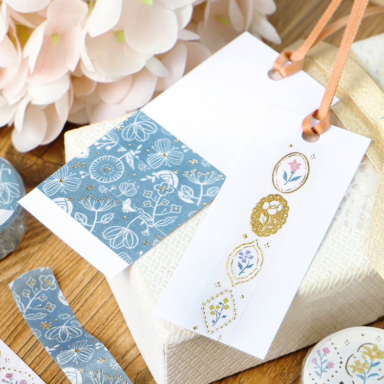 BGM Foil Stamping Masking Tape: Kusabana Techo - Blue Transparent