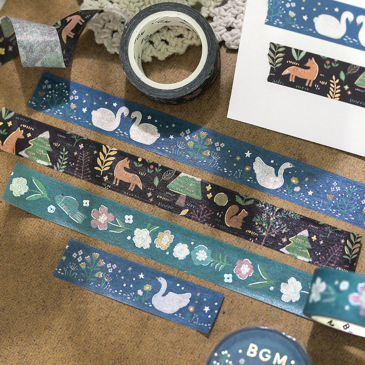 BGM Foil Stamping Masking Tape: Nordic Forest - Swan Lake