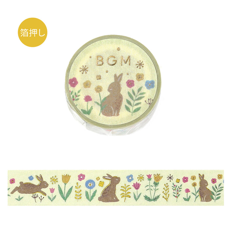 BGM Foil Stamping Masking Tape: Nordic Forest - Flowers and Rabbits