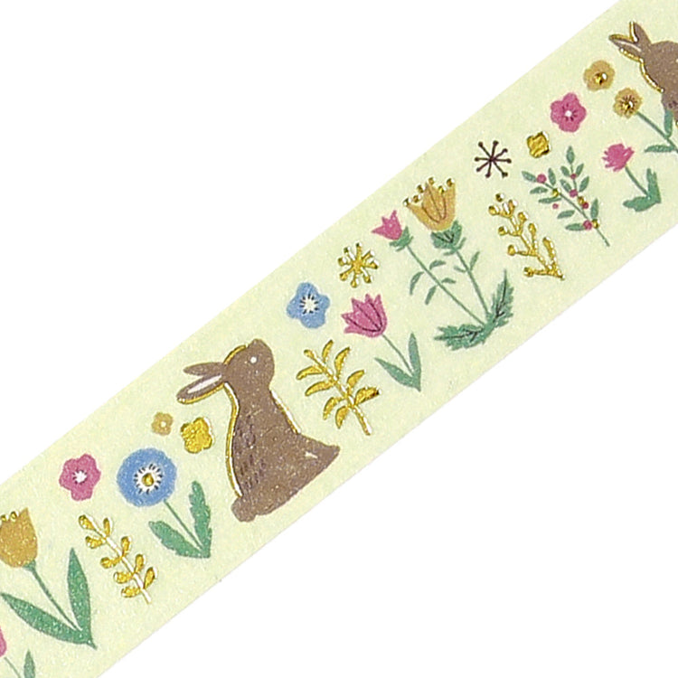 BGM Foil Stamping Masking Tape: Nordic Forest - Flowers and Rabbits