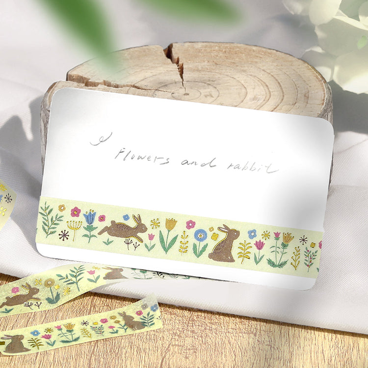 BGM Foil Stamping Masking Tape: Nordic Forest - Flowers and Rabbits