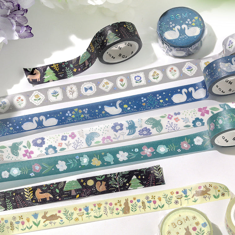 BGM Foil Stamping Masking Tape: Nordic Forest - Melody of Flowers