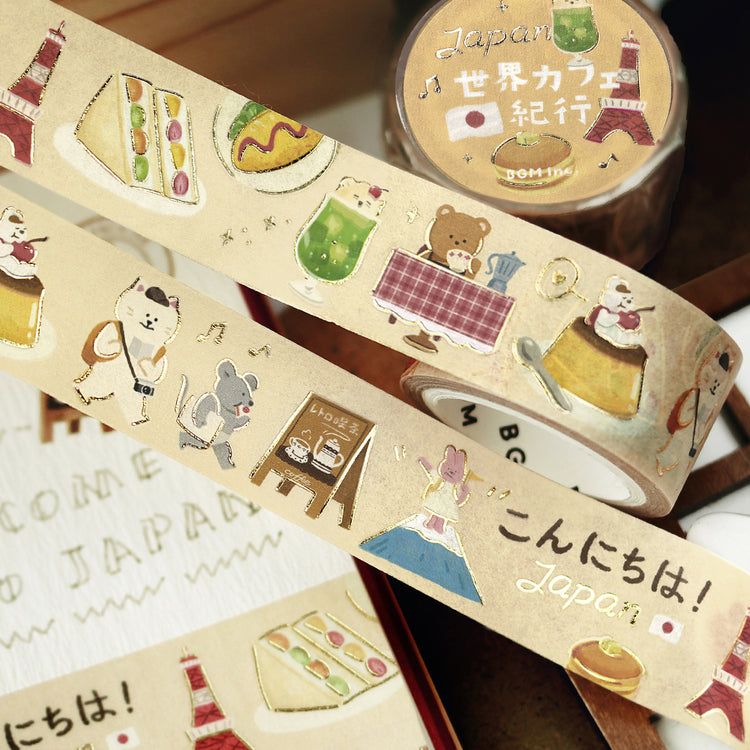 BGM Foil Stamping Masking Tape: World Cafe Travel - Japan