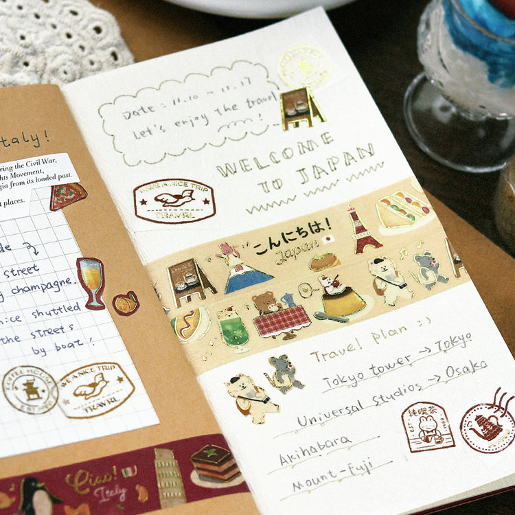 BGM Foil Stamping Masking Tape: World Cafe Travel - Japan