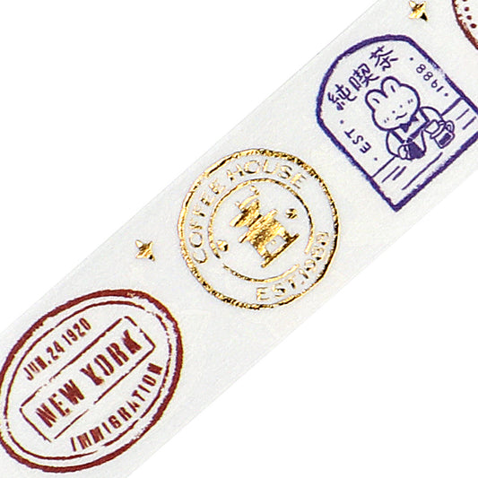 BGM Foil Stamping Masking Tape: World Cafe Travel - Stamps