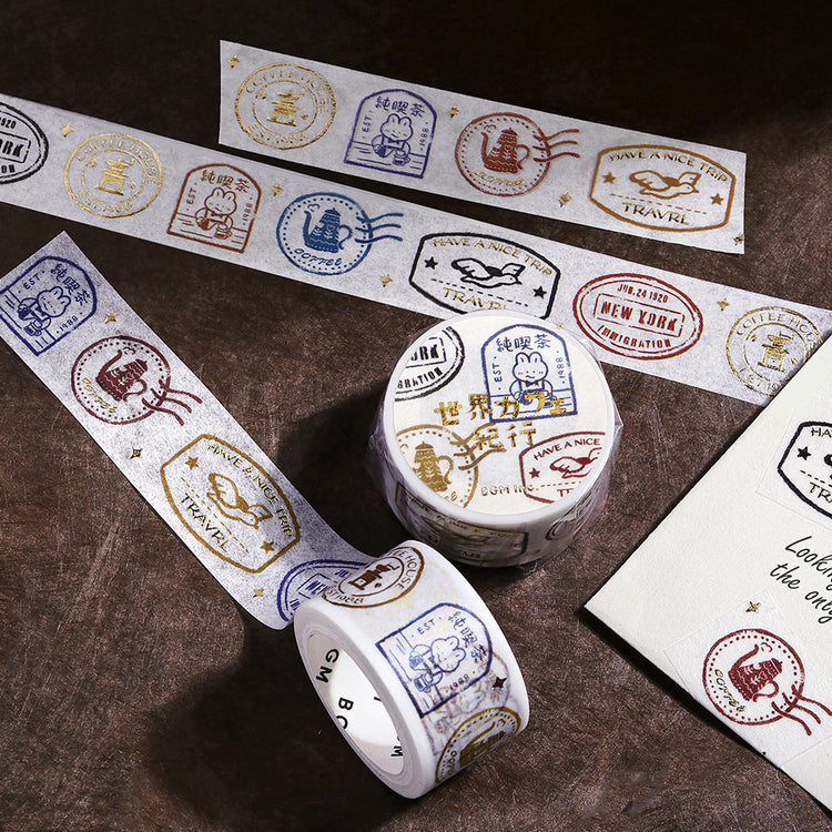 BGM Foil Stamping Masking Tape: World Cafe Travel - Stamps