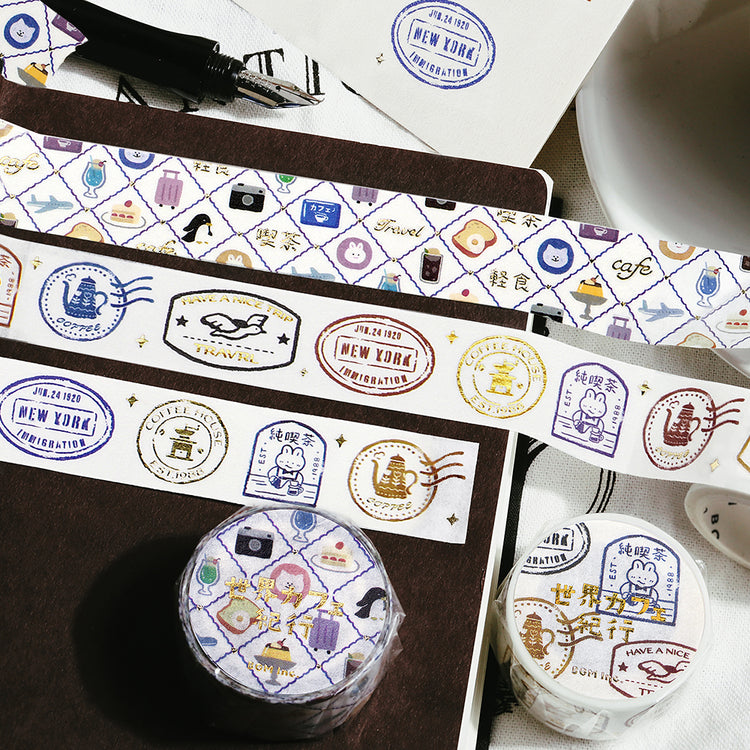 BGM Foil Stamping Masking Tape: World Cafe Travel - Stamps