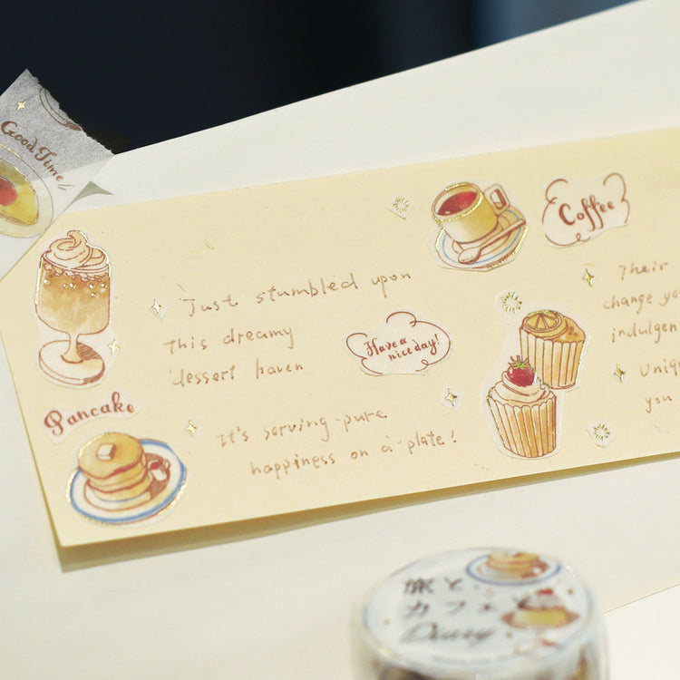 BGM Foil Stamping Masking Tape: Travel, Cafe, and Diary - Honey