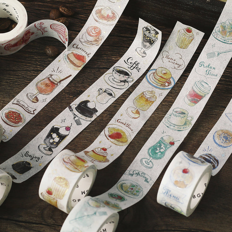 BGM Foil Stamping Masking Tape: Travel, Cafe, and Diary - Mocha