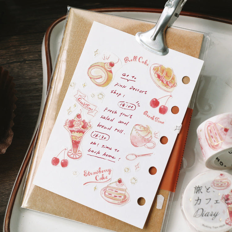 BGM Foil Stamping Masking Tape: Travel, Cafe, and Diary - Rose