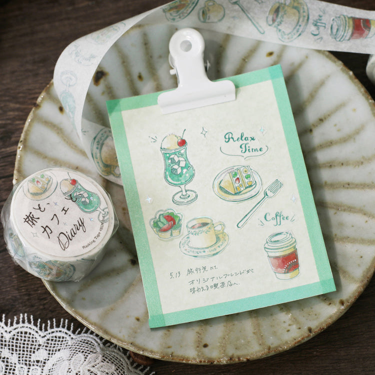 BGM Foil Stamping Masking Tape: Travel, Cafe, and Diary - Mint