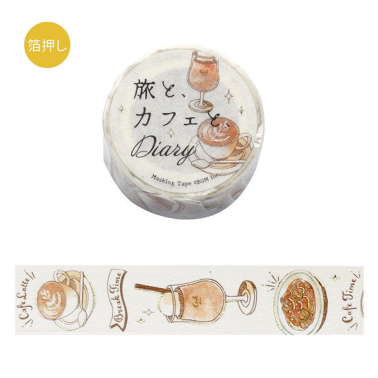 BGM Foil Stamping Masking Tape: Travel, Cafe, and Diary - Orange