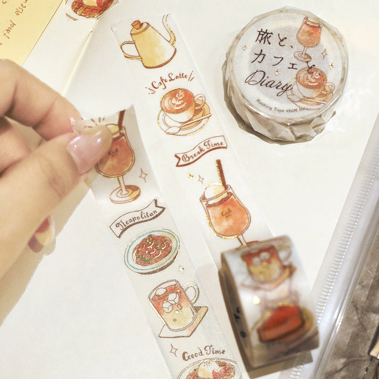 BGM Foil Stamping Masking Tape: Travel, Cafe, and Diary - Orange