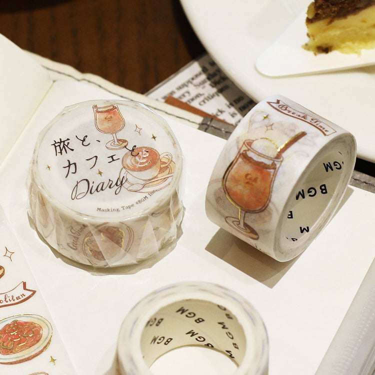 BGM Foil Stamping Masking Tape: Travel, Cafe, and Diary - Orange