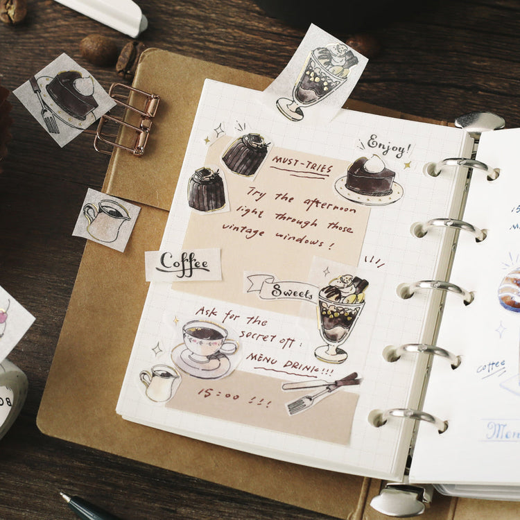 BGM Foil Stamping Masking Tape: Travel, Cafe, and Diary - Noir