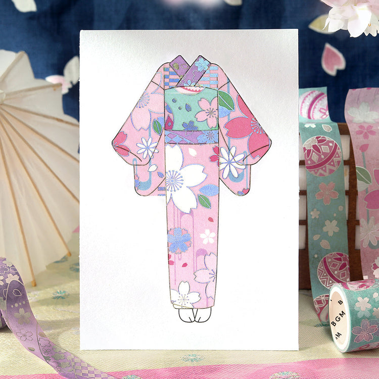 BGM Foil Stamping Masking Tape: The Color of Kimono - Cherry Blossoms