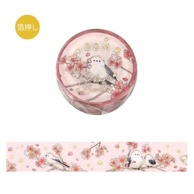 BGM Sakura Limited Masking Tape: Cherry Blossoms and Long-tailed Tits