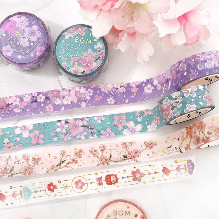 BGM Sakura Limited Masking Tape: Cherry Blossoms and Long-tailed Tits