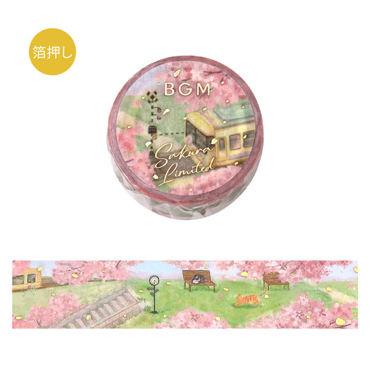 BGM Sakura Limited Masking Tape: Cherry Blossom-Lined Train Street