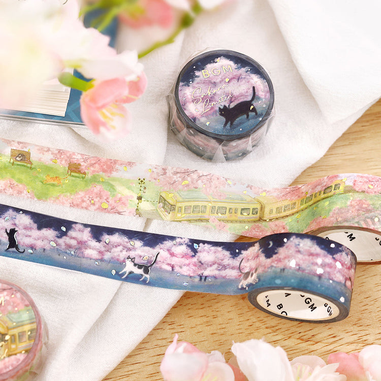 BGM Sakura Limited Masking Tape: Cherry Blossom-Lined Train Street