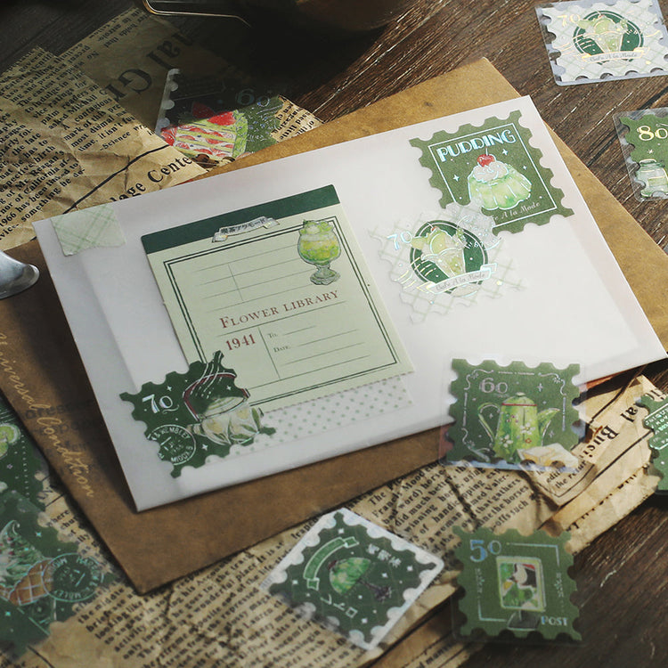 BGM Foil Stamping Flake Seal: Cafe Alamode - Post Office Green