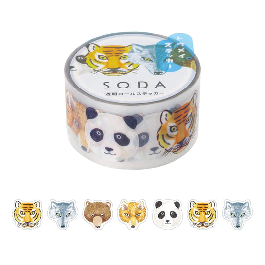 KITTA Soda Transparent Masking Tape (Sticker Type) - Zoo