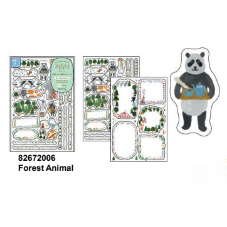 Midori Yuru Log Sticker (2 Sheets) - Forest Animal