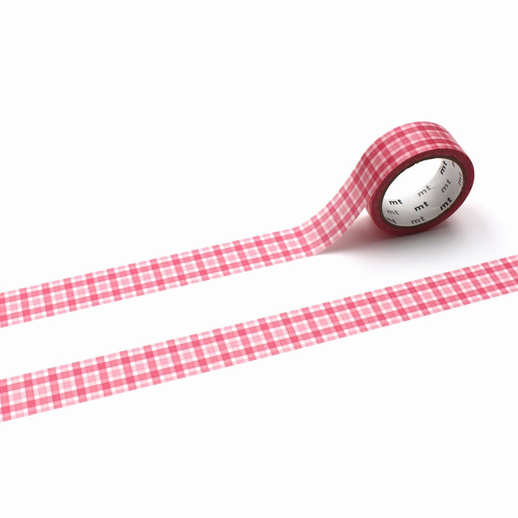 MT 1P Kamoi Washi Tape - Overlapped Wide Gingham Pink