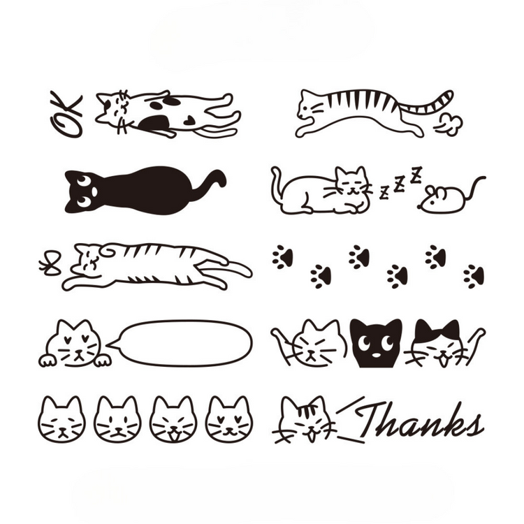 Midori Paintable Rotating Stamp - Cat