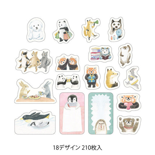 Midori Yuru Log Roll Sticker - Animal Emotions