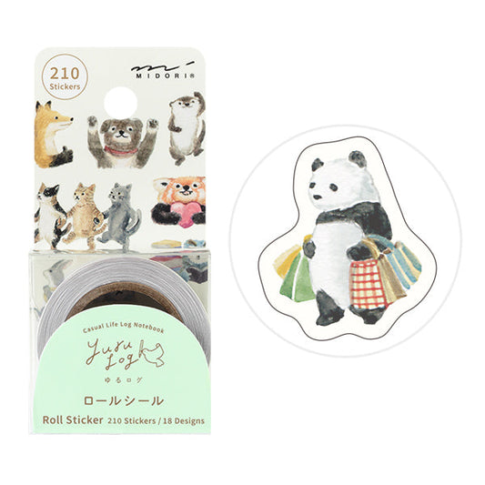Midori Yuru Log Roll Sticker - Animal Emotions