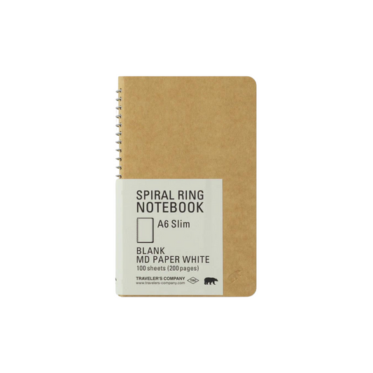 TRAVELER'S COMPANY Spiral Ring Notebook (A6 Slim) Blank MD Paper White