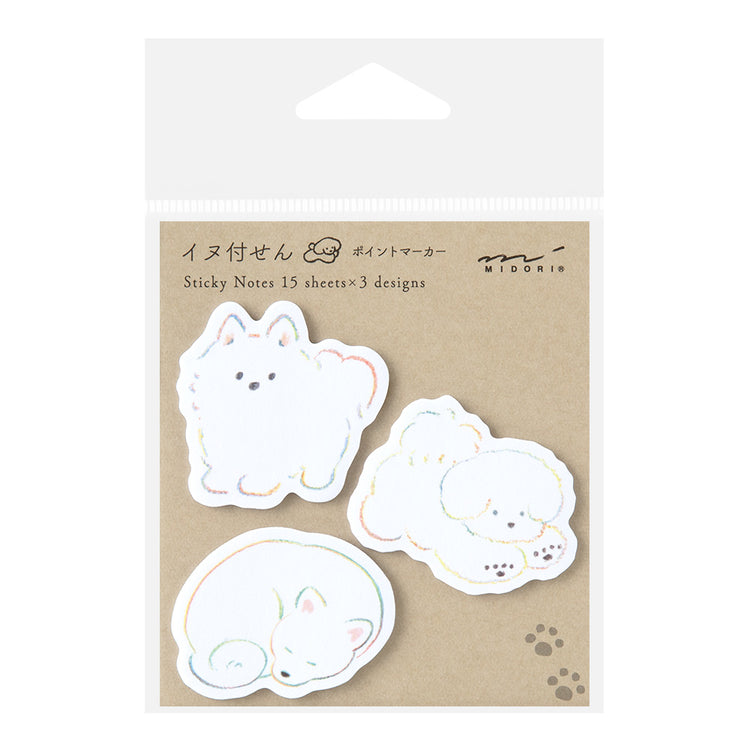 Midori Sticky Notes Point - White Dog