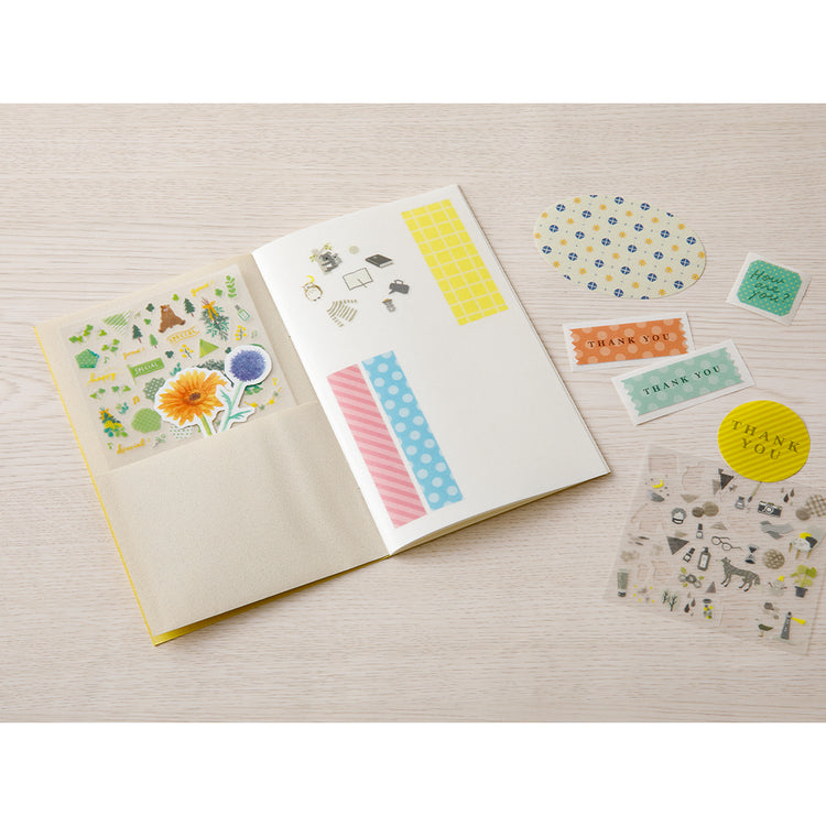 Midori Sticker Book with Pocket - Yellow