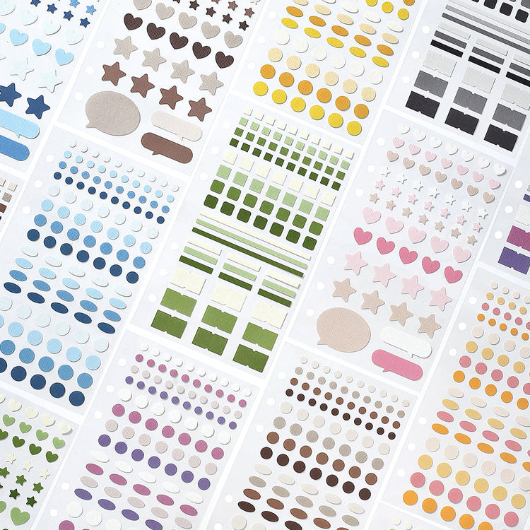 BGM Daily Palette Seat Seal Dark stickers in shades of gray and taupe with assorted shapes.