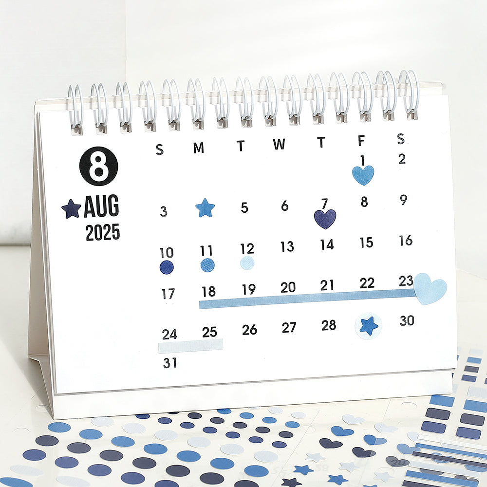 BGM Daily Palette Seat Seal Ocean stickers in blue tones featuring assorted shapes.