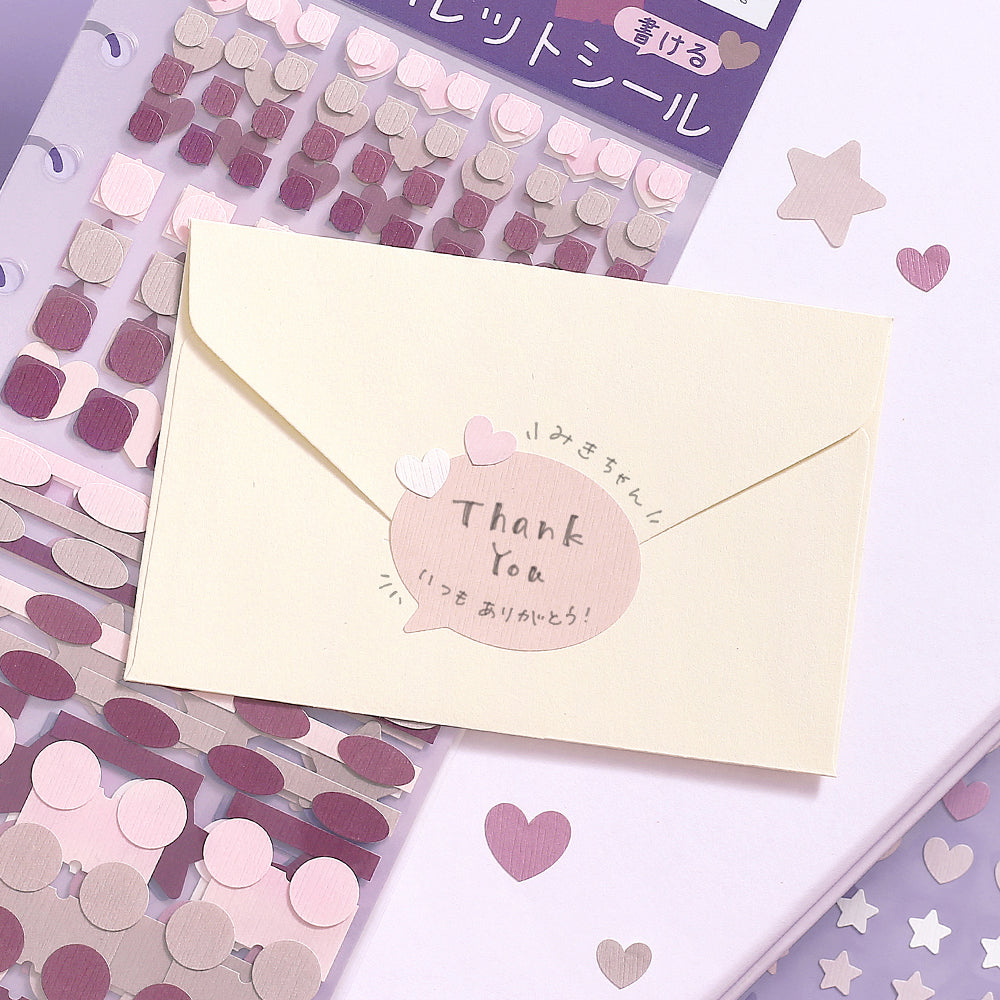 BGM Daily Palette Seat Seal Raspberry stickers featuring dots, hearts, stars, and tabs in shades of pink and red.