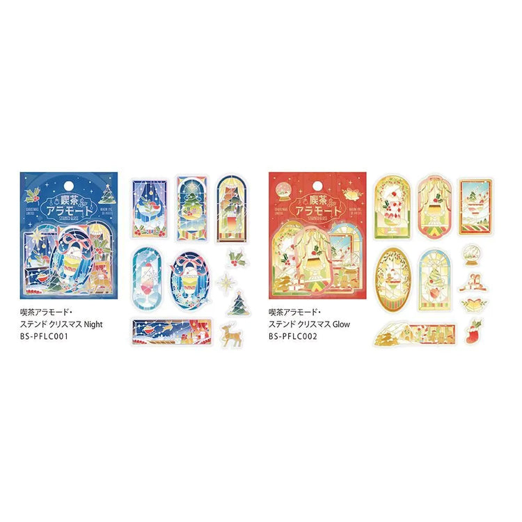 BGM Cafe A La Mode Stained Glass Clear Seal – Christmas Night and Christmas Glow foil-stamped clear stickers