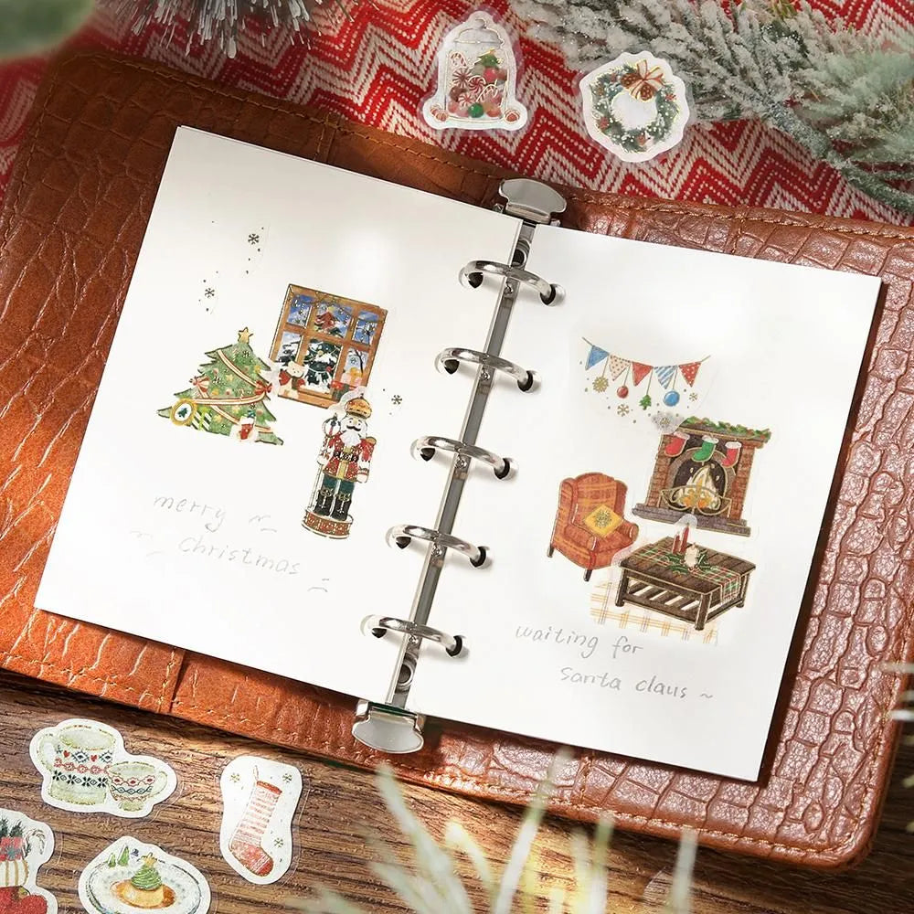 BGM Christmas flake stickers featuring foil-stamped Santa and festive Christmas Eve designs.