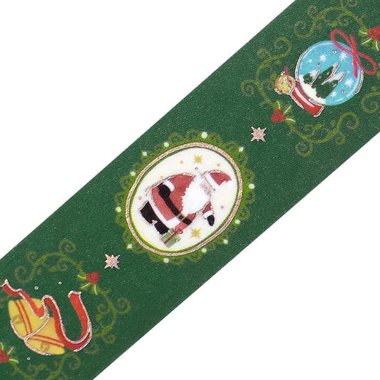BGM Brooch Christmas washi tape featuring gold-foil framed Santa and snowman designs.