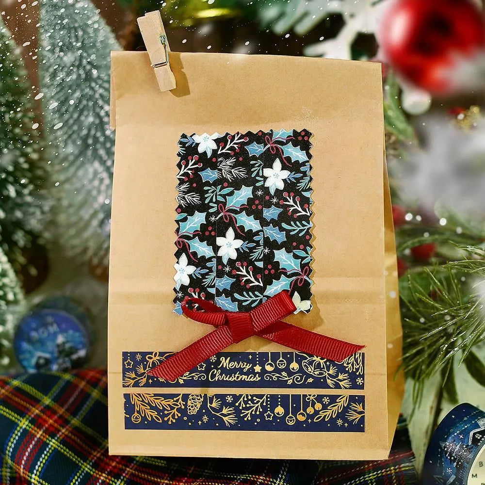 BGM Shining Xmas washi tape featuring navy blue and gold foil ornaments and stars.